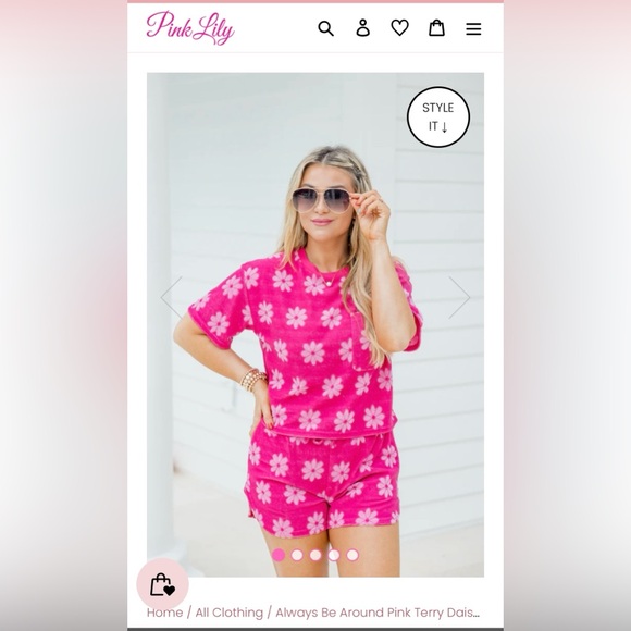 Matching Pink Lily Pajama set - Picture 1 of 2